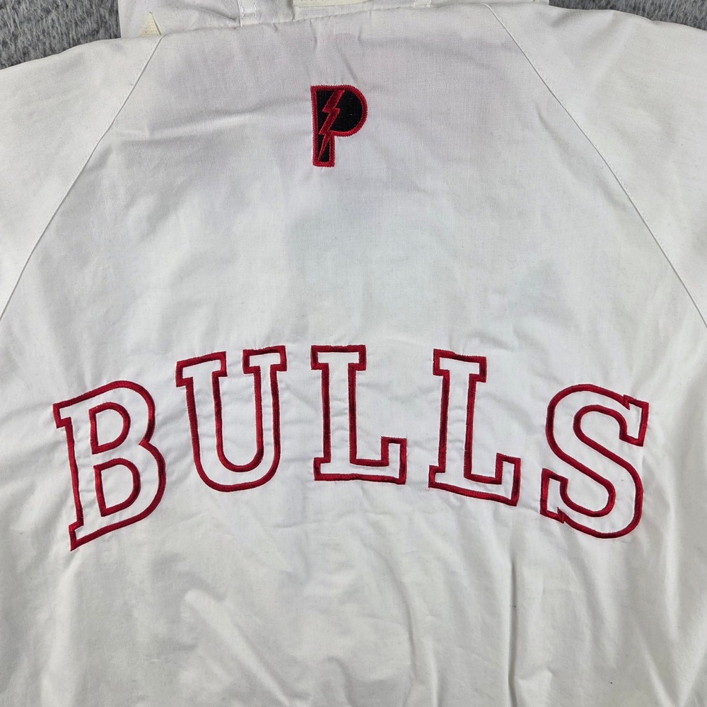 Pro Player Chicago‎ Bulls Windbreaker Jacket Mens L White Vintage NBA Hooded - Picture 13 of 14